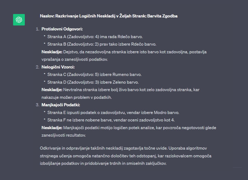 Primer logičnih neskladij v ChatGPT-ju